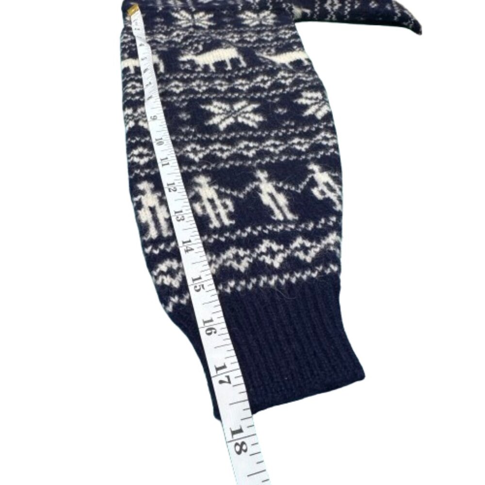 VTG Navy & White Snowflake Moose “People of the World” Boys Sweater | Wool | M/L - Picture 7 of 11